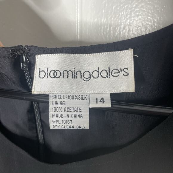 Vintage Bloomingdale’s Silk Beaded Black Evening Dress 14 Gothic Witchy Vamp - Picture 4 of 13